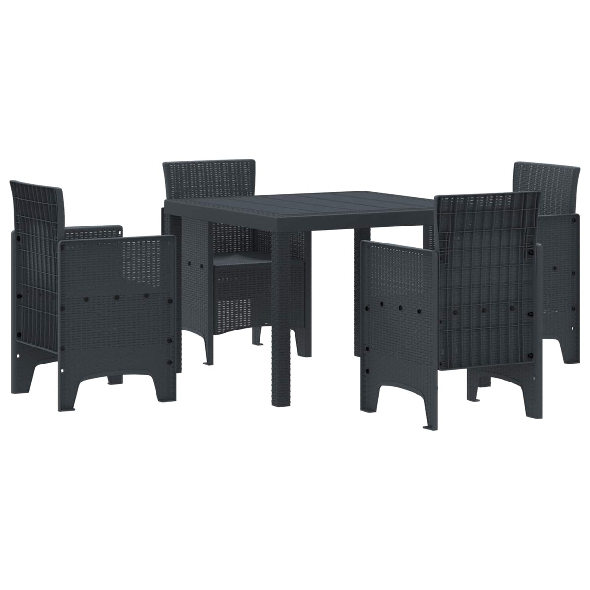 vidaXL Tuin Eettafel Set 5 pcs Antraciet Polypropyleen
