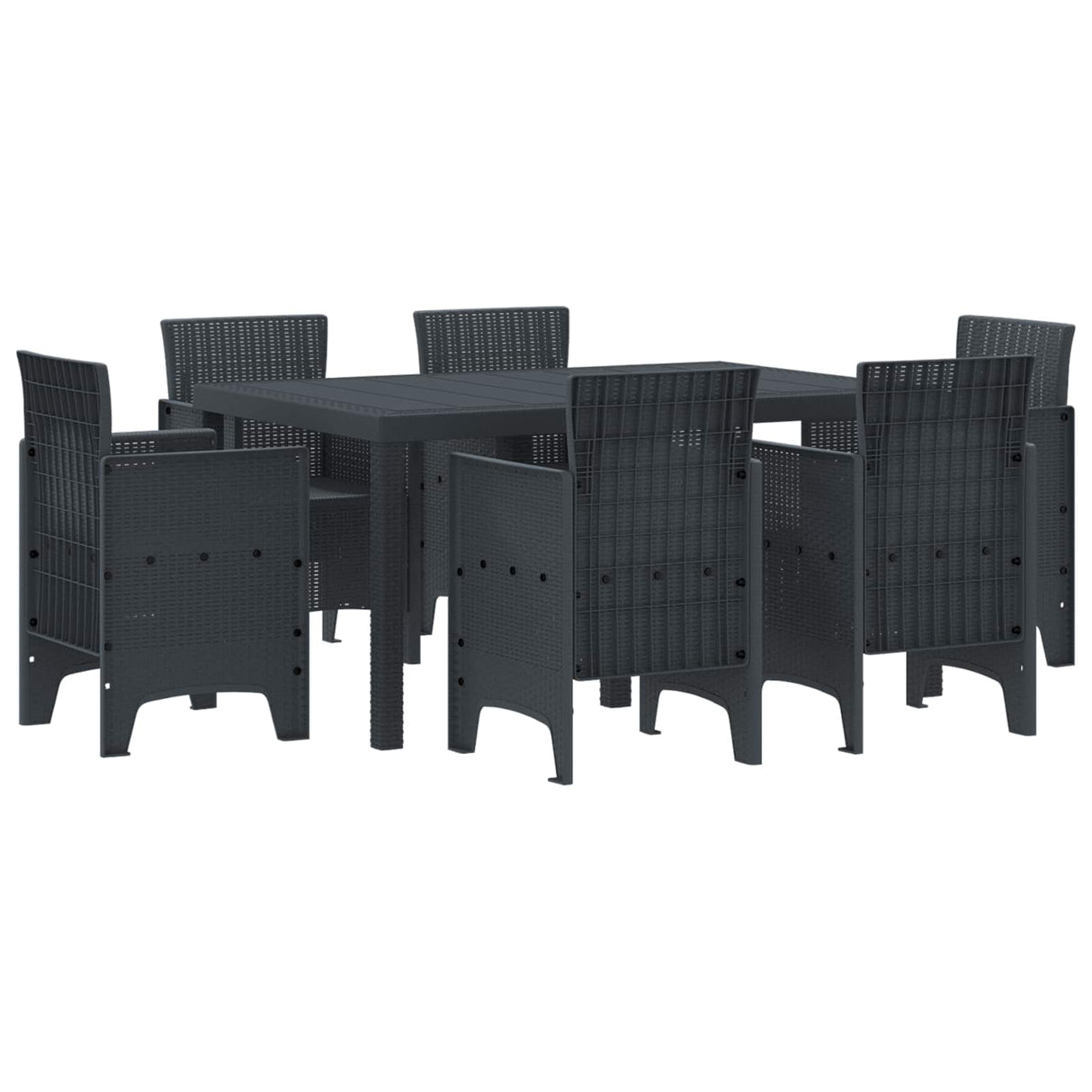 vidaXL Tuin Eettafel Set 7 pcs Antraciet Polt riet