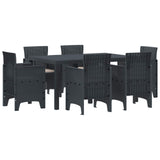 vidaXL Tuin Eettafel Set 7 pcs Antraciet Polt riet