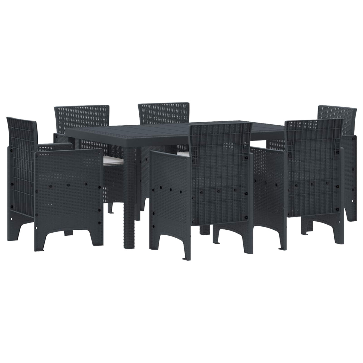 vidaXL Tuin Eettafel Set 7 pcs Antraciet Polt riet