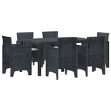 vidaXL Tuin Eettafel Set 7 pcs Antraciet Polt riet