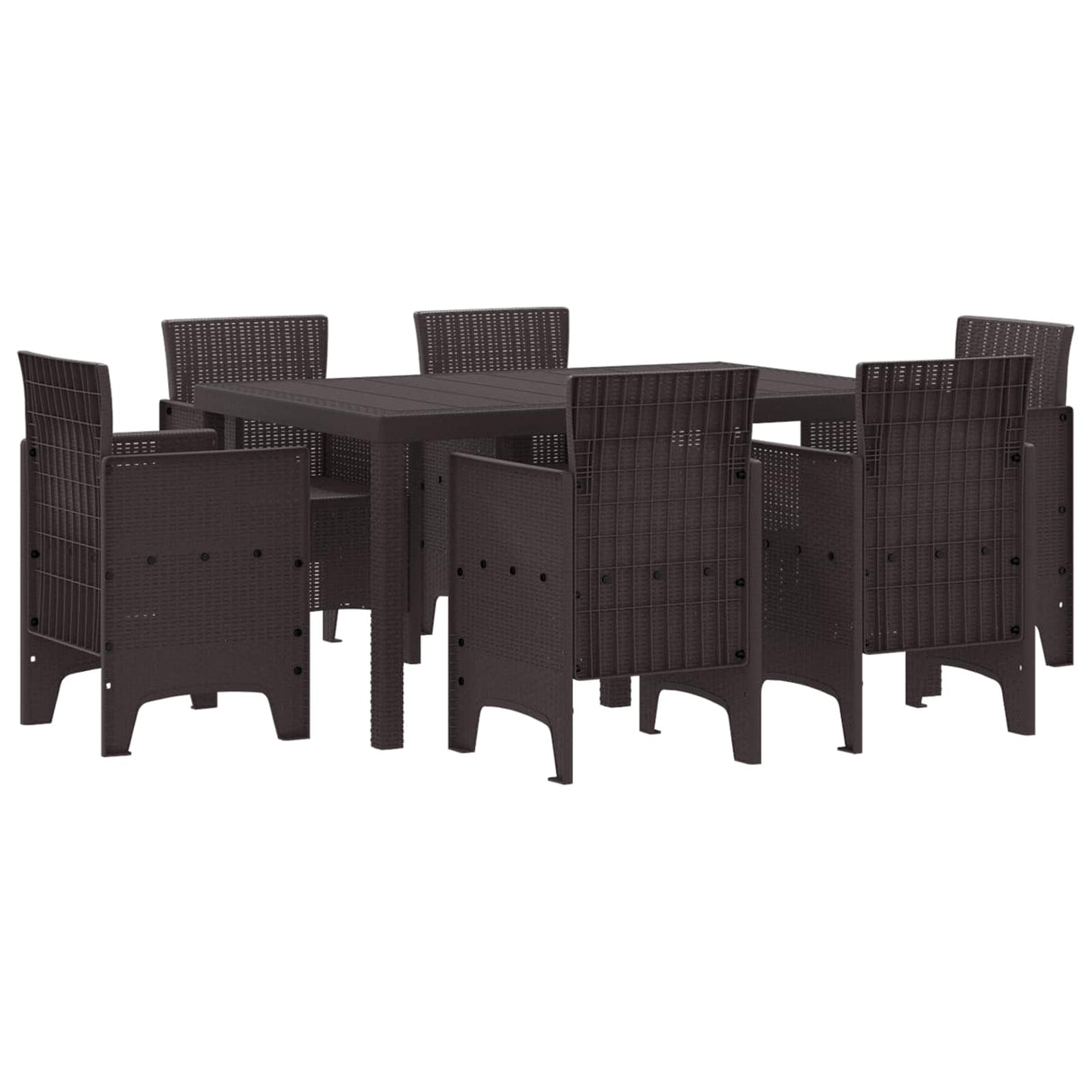vidaXL Tuin Eettafel Set 7 pcs Antraciet Polt riet