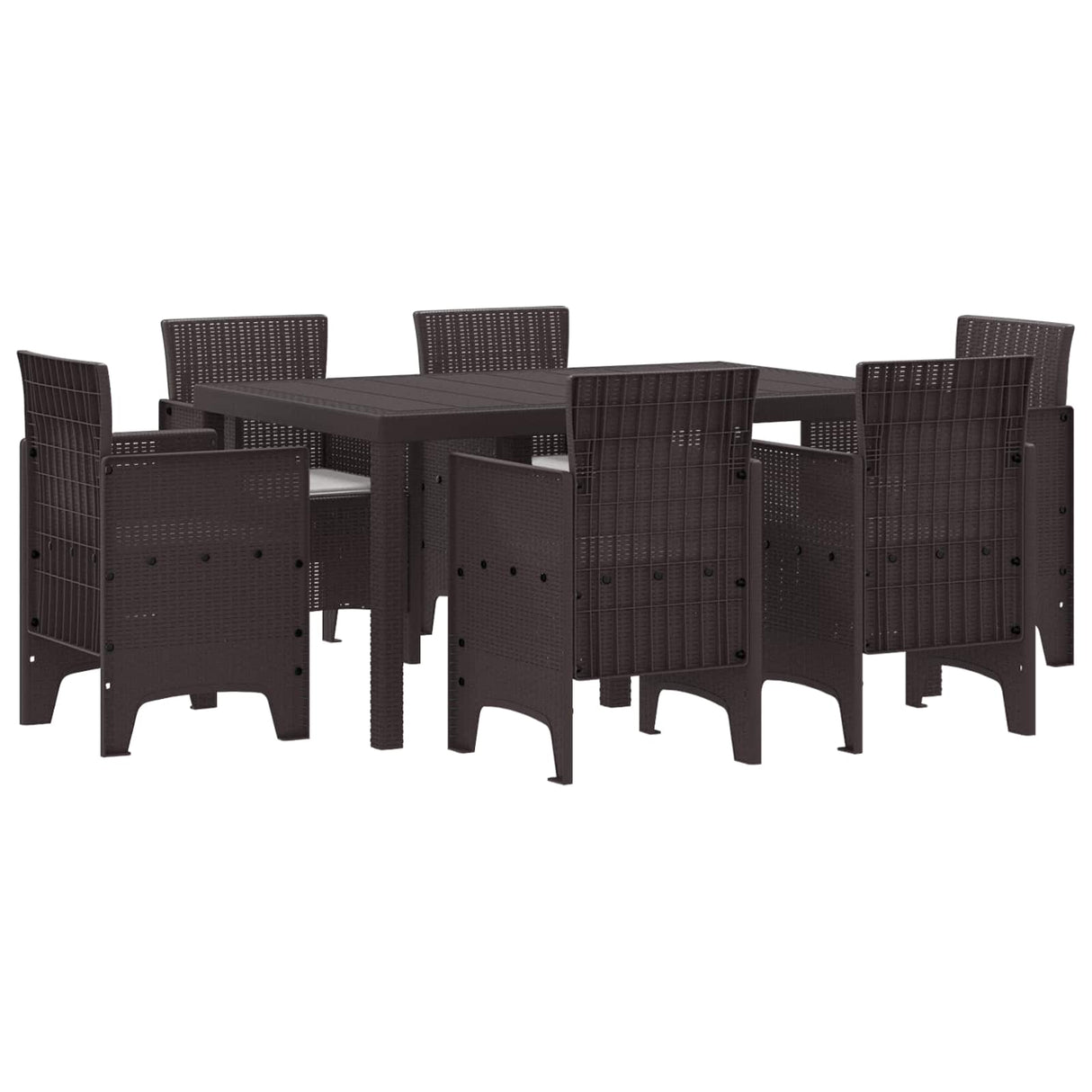 vidaXL Tuin Eettafel Set 7 pcs Antraciet Polt riet