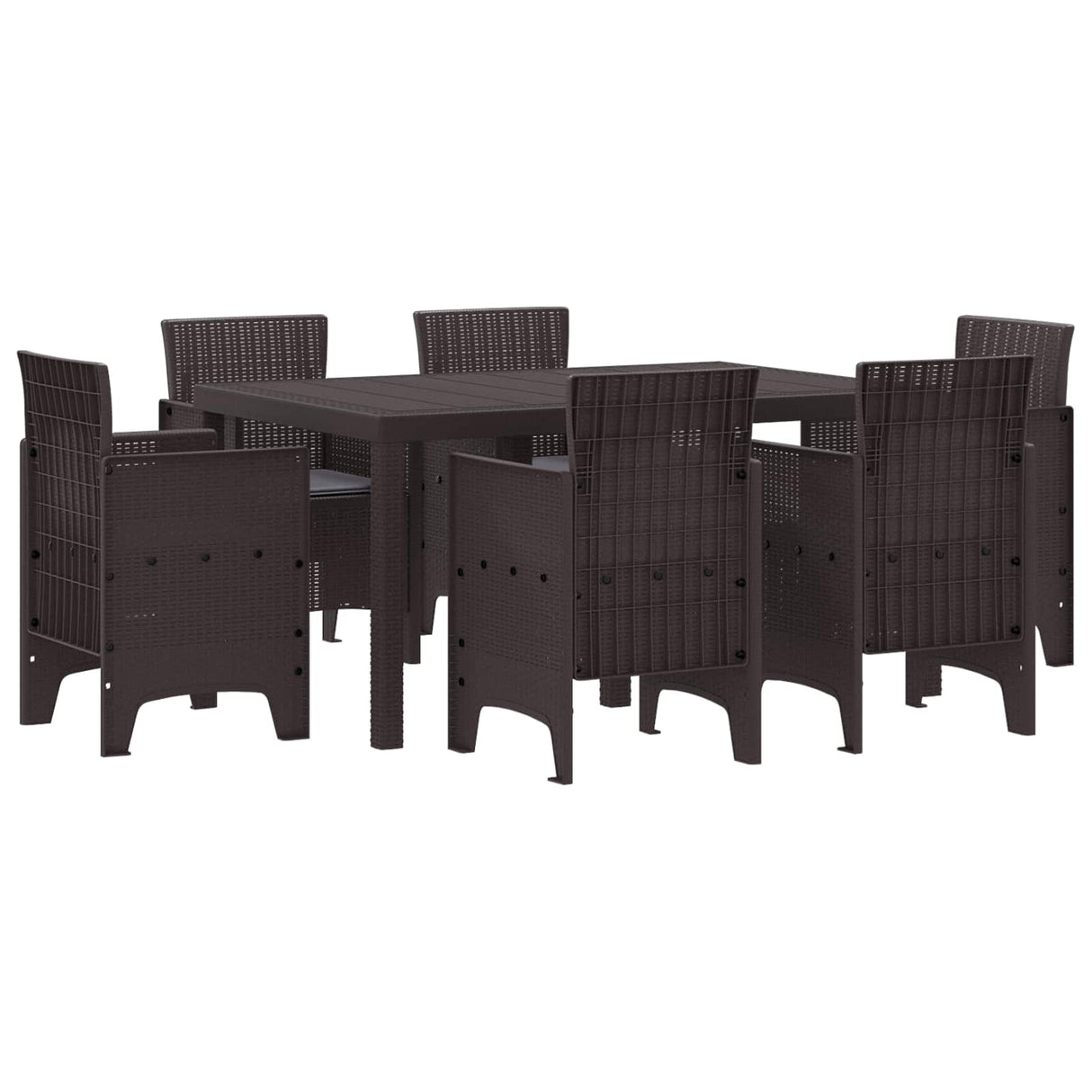 vidaXL Tuin Eettafel Set 7 pcs Antraciet Polt riet