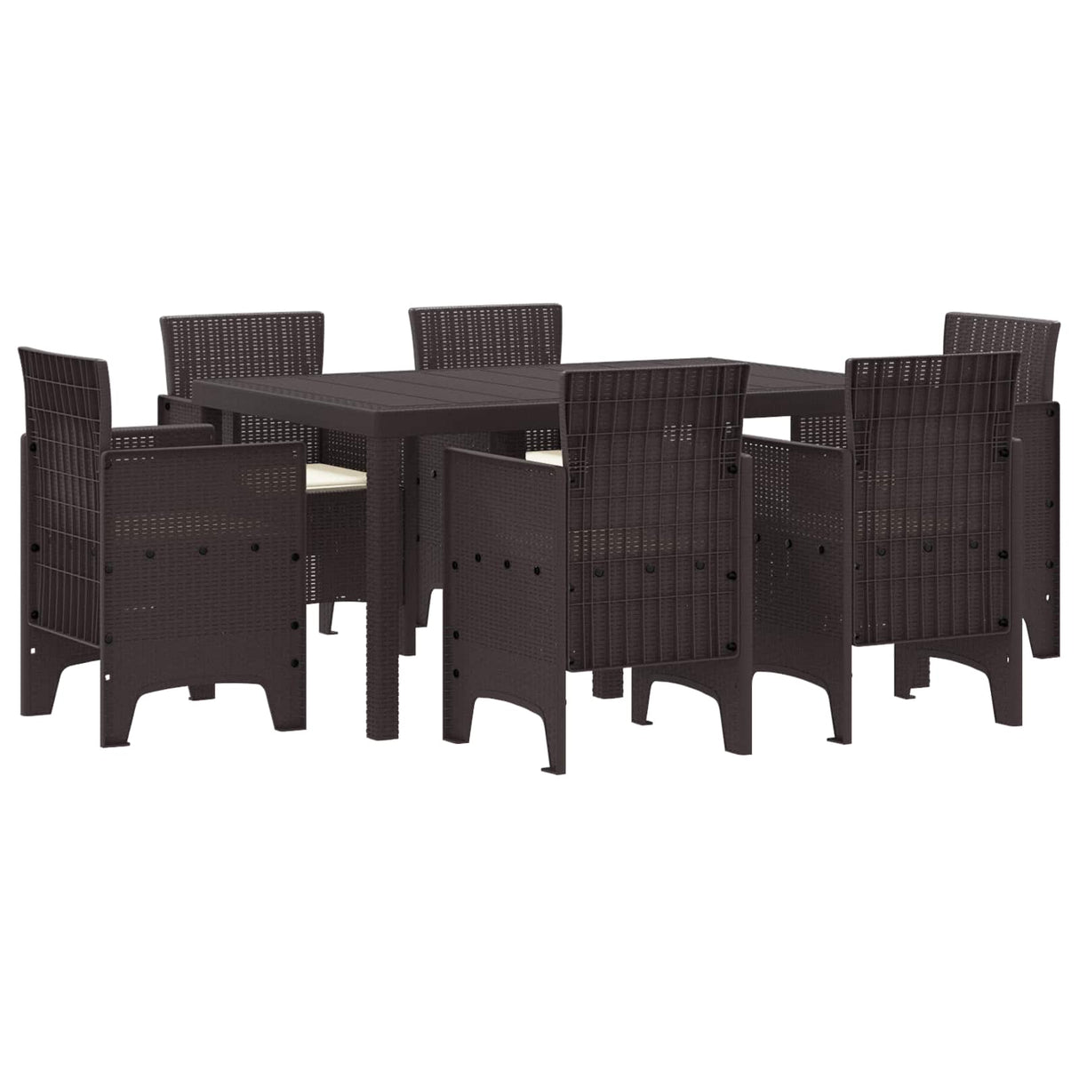 vidaXL Tuin Eettafel Set 7 pcs Antraciet Polt riet