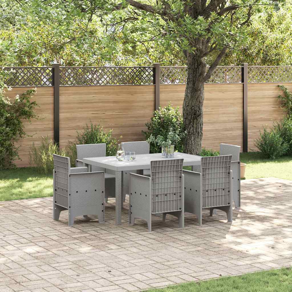 vidaXL Tuin Eettafel Set 7 pcs Antraciet Polt riet