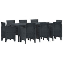 vidaXL Tuin Eettafel Set 9 pcs Antraciet Polypropyleen