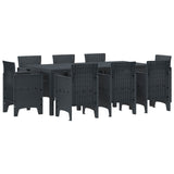 vidaXL Tuin Eettafel Set 9 pcs Antraciet Polypropyleen