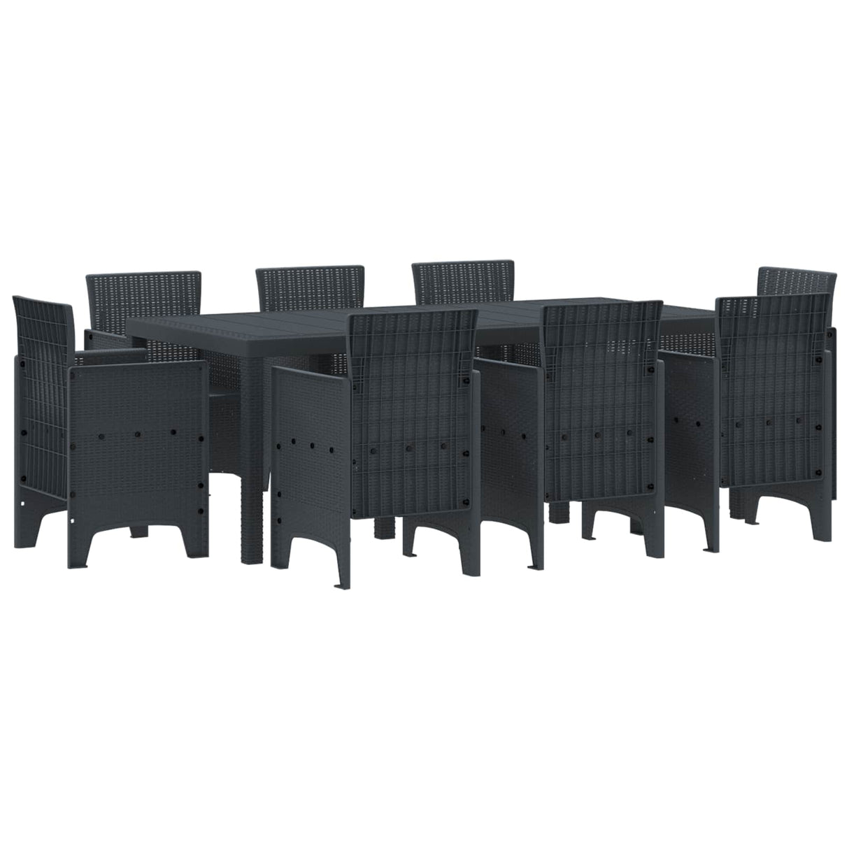 vidaXL Tuin Eettafel Set 9 pcs Antraciet Polypropyleen