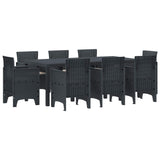vidaXL Tuin Eettafel Set 9 pcs Antraciet Polypropyleen