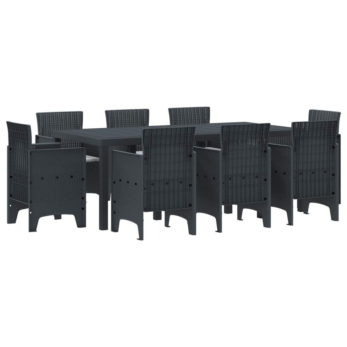 vidaXL Tuin Eettafel Set 9 pcs Antraciet Polypropyleen
