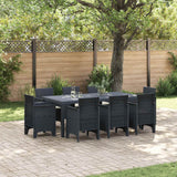 vidaXL Tuin Eettafel Set 9 pcs Antraciet Polypropyleen