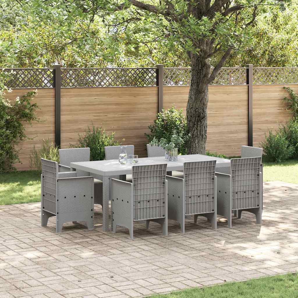 vidaXL Tuin Eettafel Set 9 pcs Antraciet Polypropyleen