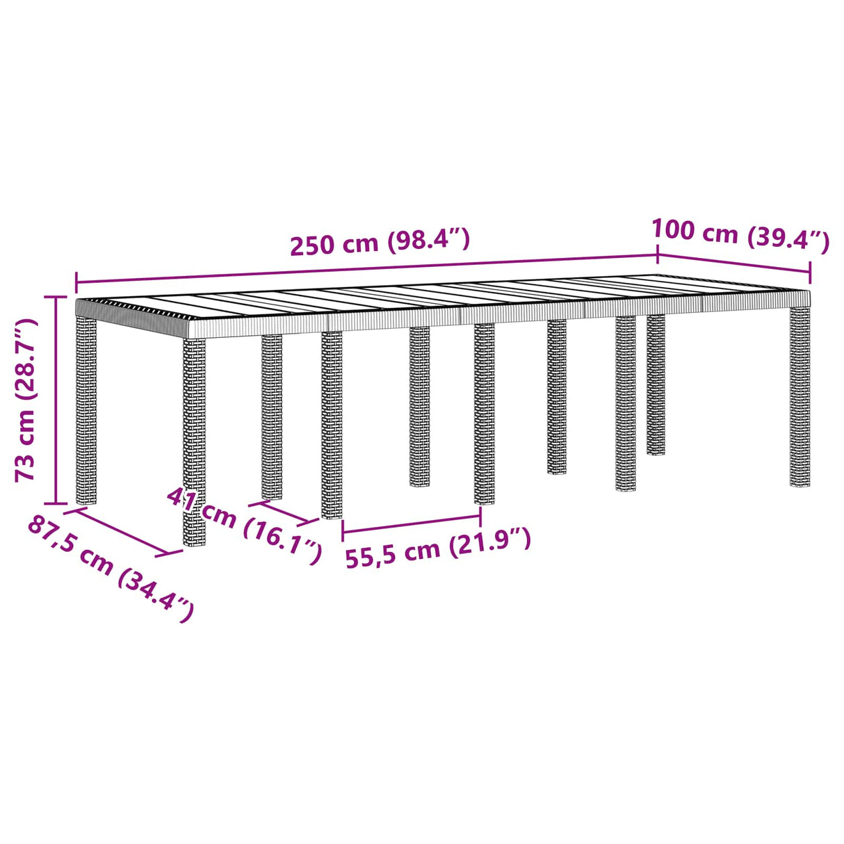 vidaXL Tuin Eettafel Set 11 pcs Antraciet Polypropyleen