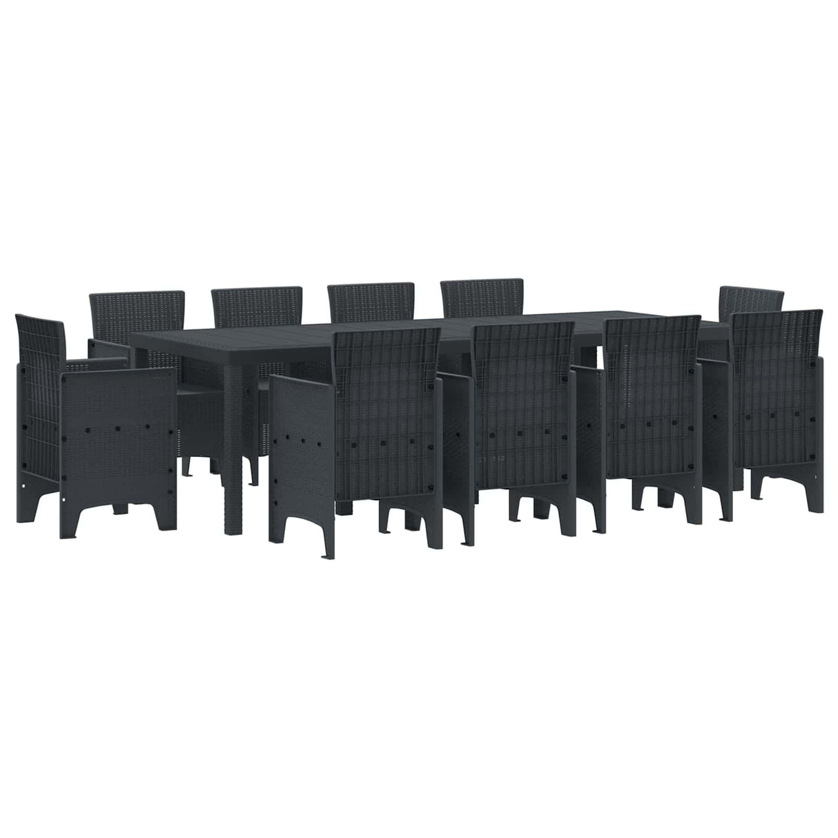 vidaXL Tuin Eettafel Set 11 pcs Antraciet Polypropyleen