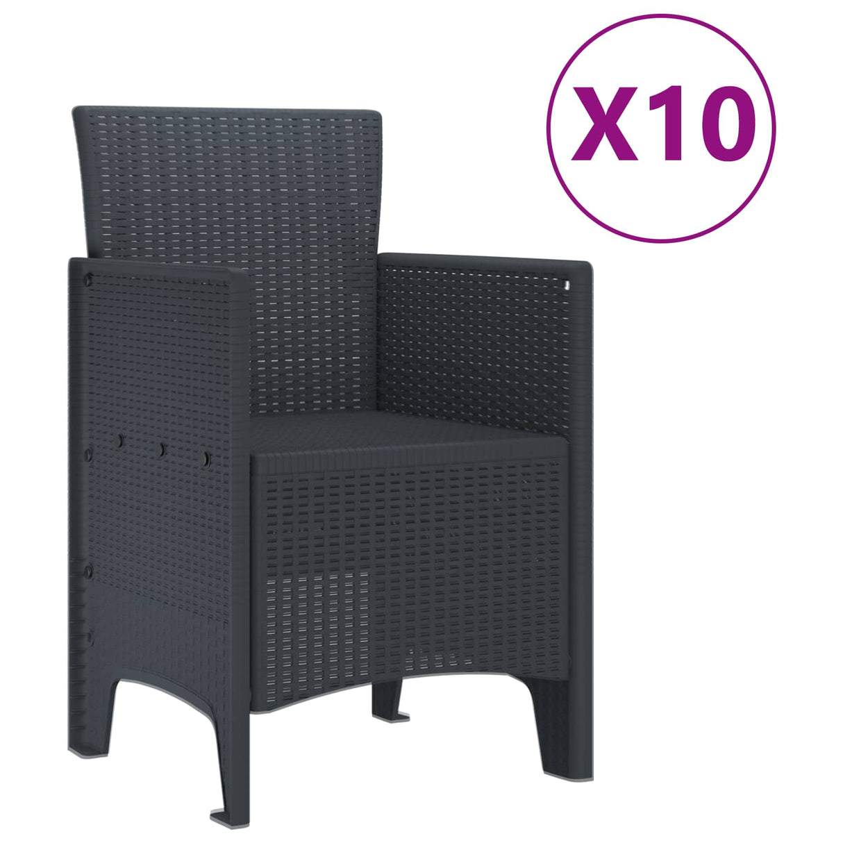vidaXL Tuin Eettafel Set 11 pcs Antraciet Polypropyleen