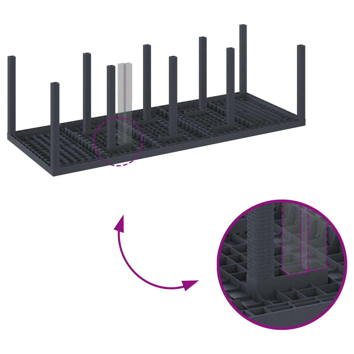vidaXL Tuin Eettafel Set 11 pcs Antraciet Polypropyleen