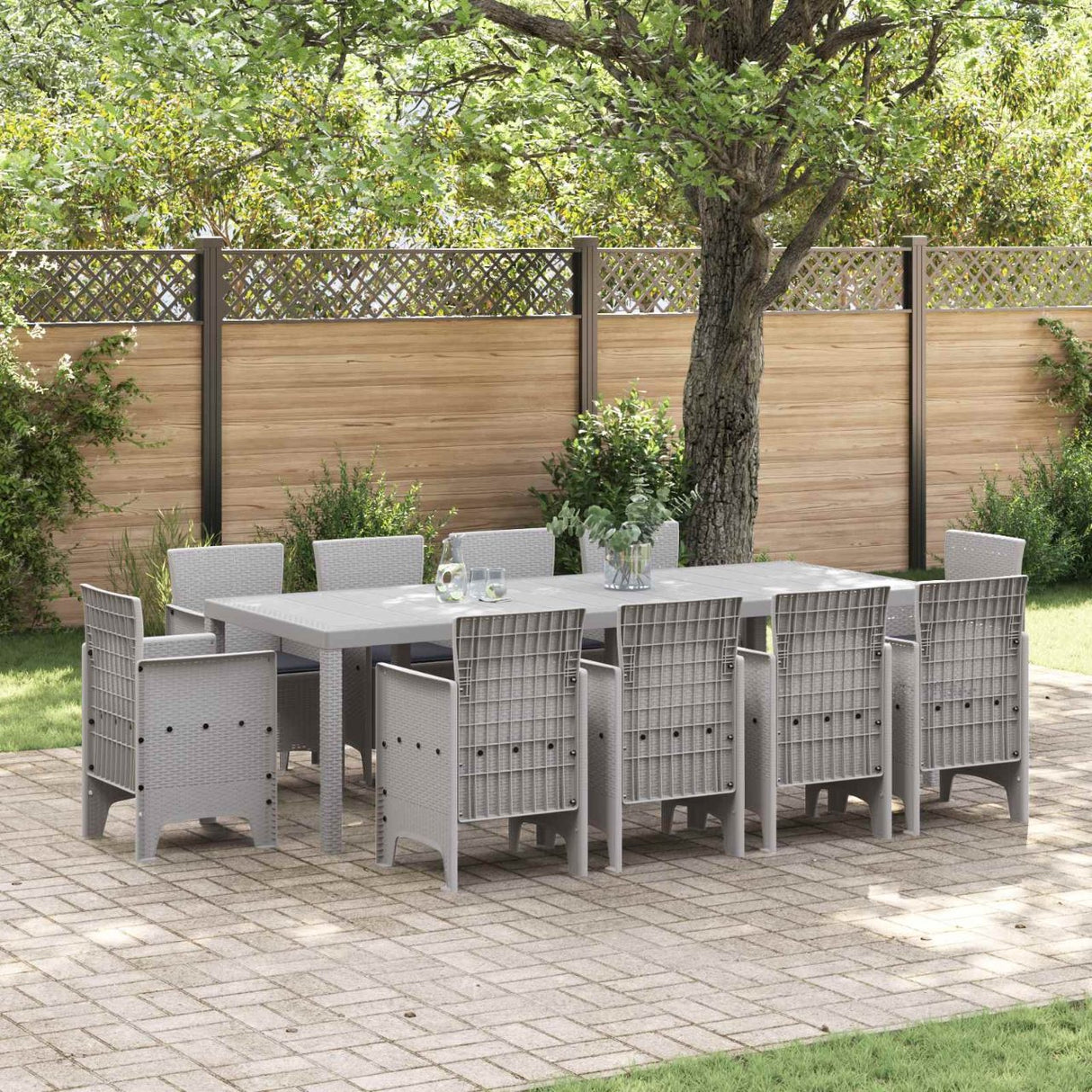 vidaXL Tuin Eettafel Set 11 pcs Antraciet Polypropyleen