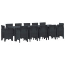 vidaXL Tuin Eettafel Set 13 pcs Antraciet Kunststof