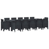 vidaXL Tuin Eettafel Set 13 pcs Antraciet Kunststof