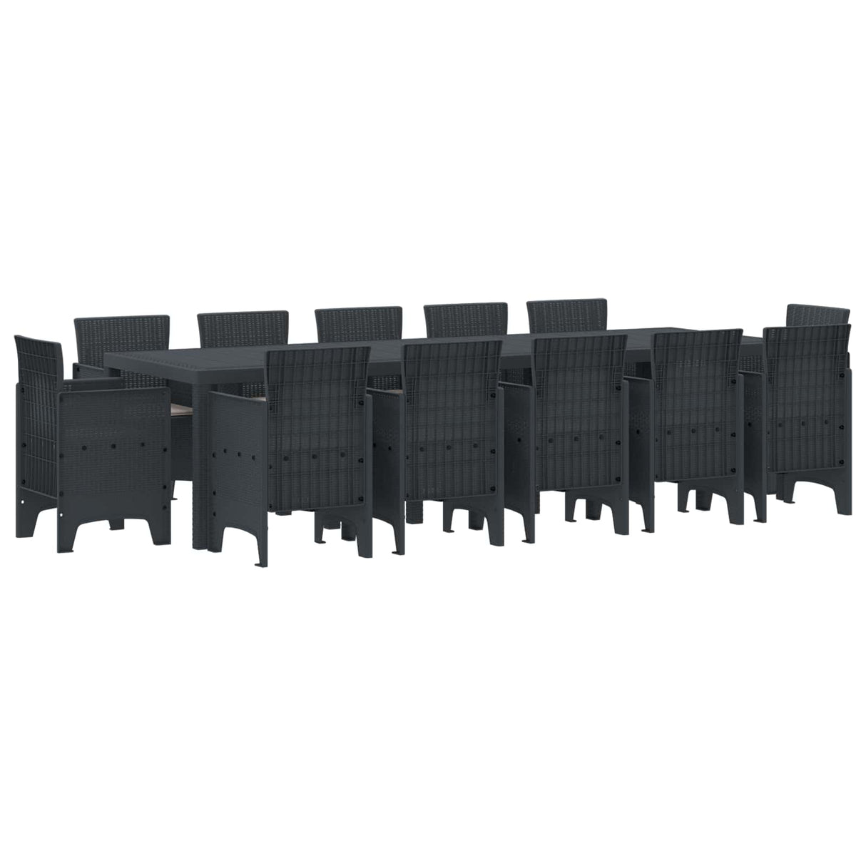 vidaXL Tuin Eettafel Set 13 pcs Antraciet Kunststof
