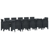 vidaXL Tuin Eettafel Set 13 pcs Antraciet Kunststof