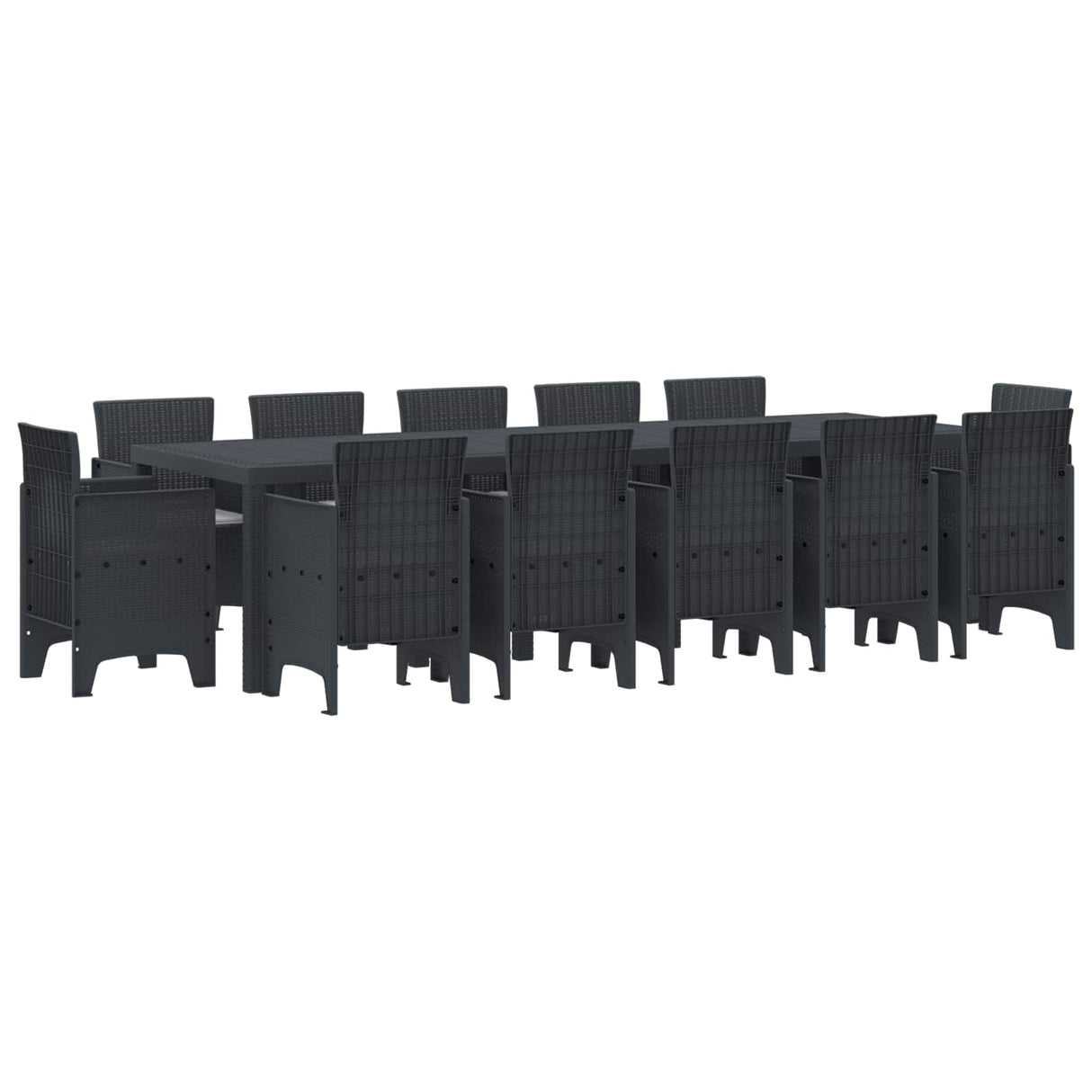 vidaXL Tuin Eettafel Set 13 pcs Antraciet Kunststof