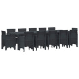 vidaXL Tuin Eettafel Set 13 pcs Antraciet Kunststof