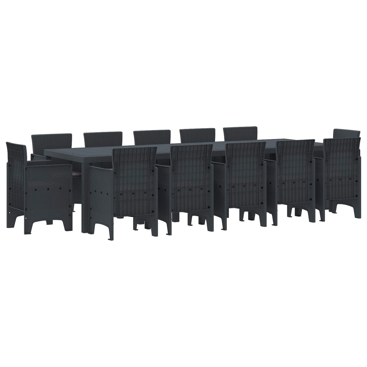 vidaXL Tuin Eettafel Set 13 pcs Antraciet Kunststof