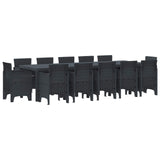 vidaXL Tuin Eettafel Set 13 pcs Antraciet Kunststof