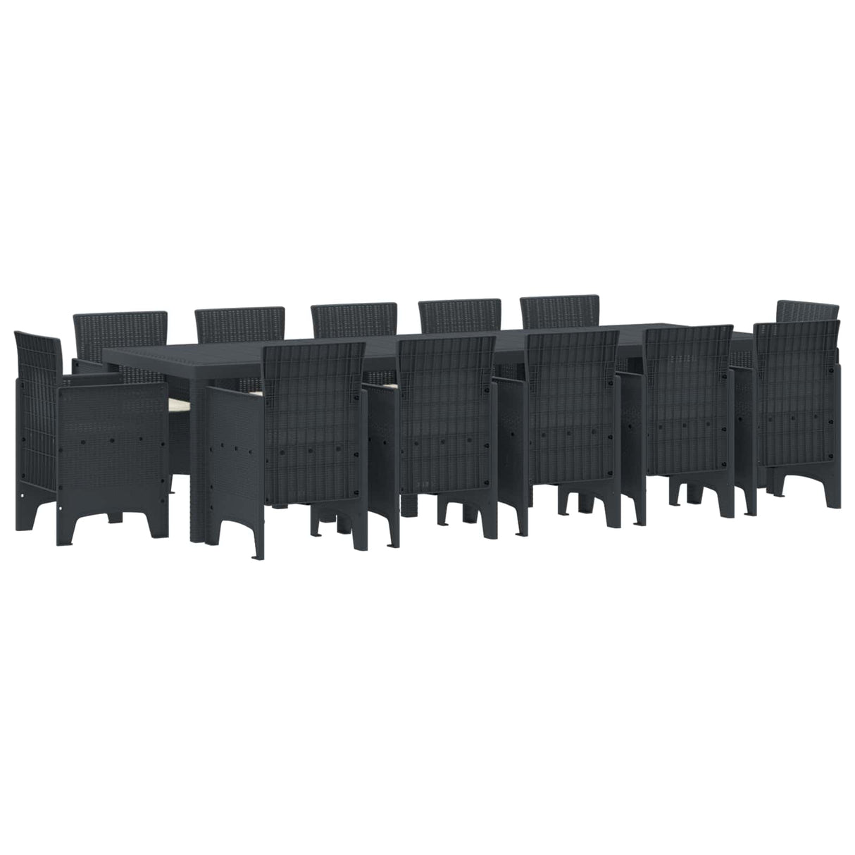 vidaXL Tuin Eettafel Set 13 pcs Antraciet Kunststof