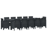vidaXL Tuin Eettafel Set 13 pcs Antraciet Kunststof