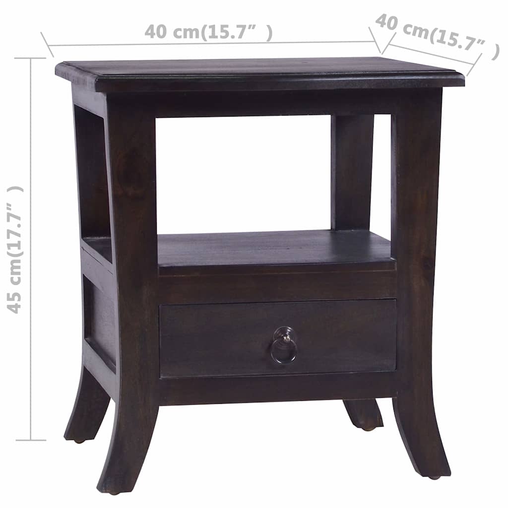 vidaXL Bedside Cabinet 40x40x45 cm Solid Mahogany Wood Light Black