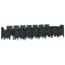 vidaXL Tuin eettafelset met kussens met kussen 17 pcs Antraciet PP