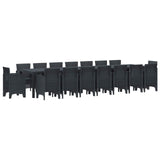 vidaXL Tuin eettafelset met kussens met kussen 17 pcs Antraciet PP