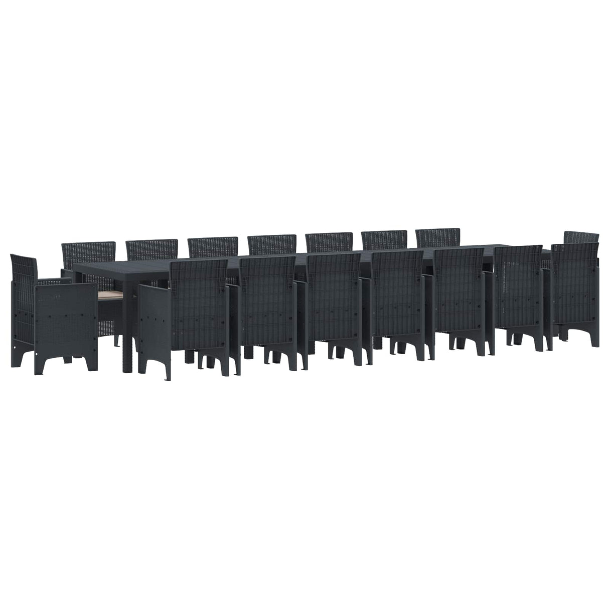 vidaXL Tuin eettafelset met kussens met kussen 17 pcs Antraciet PP