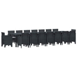 vidaXL Tuin eettafelset met kussens met kussen 17 pcs Antraciet PP