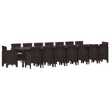 vidaXL Tuin eettafelset met kussens met kussen 17 pcs Antraciet PP