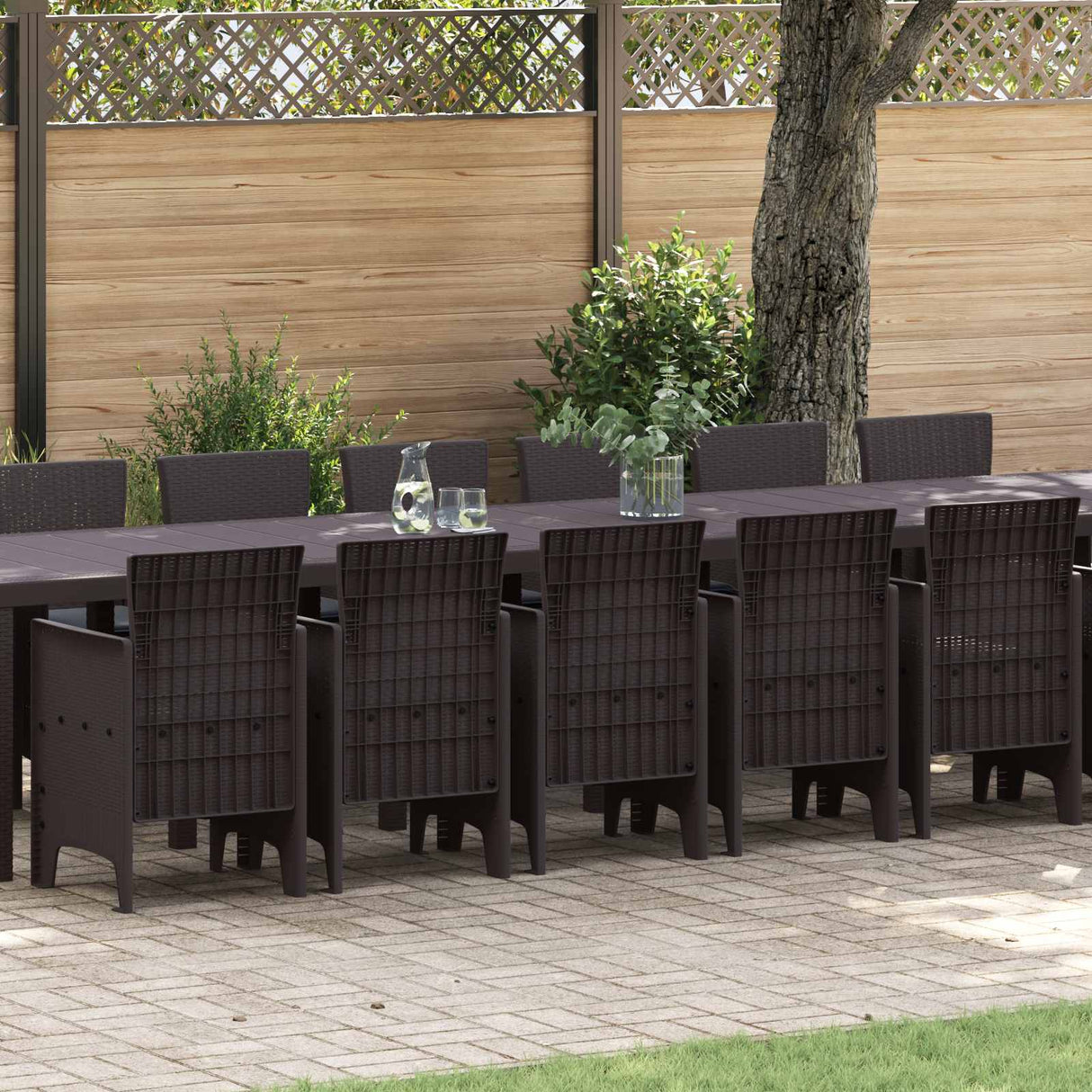 vidaXL Tuin eettafelset met kussens met kussen 17 pcs Antraciet PP
