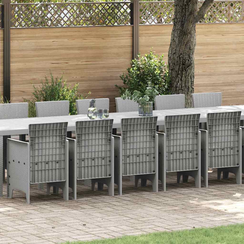 vidaXL Tuin eettafelset met kussens met kussen 17 pcs Antraciet PP