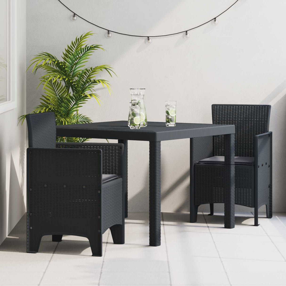 vidaXL Tuin Eettafel Set 5 pcs Antraciet Polypropyleen