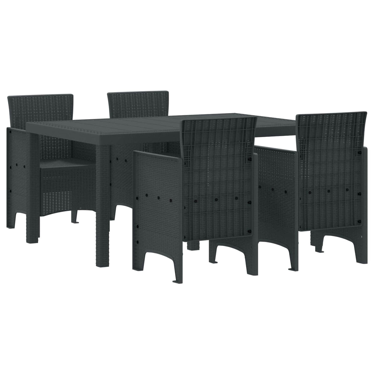 vidaXL Tuin Eettafel Set 7 pcs Antraciet Polt riet