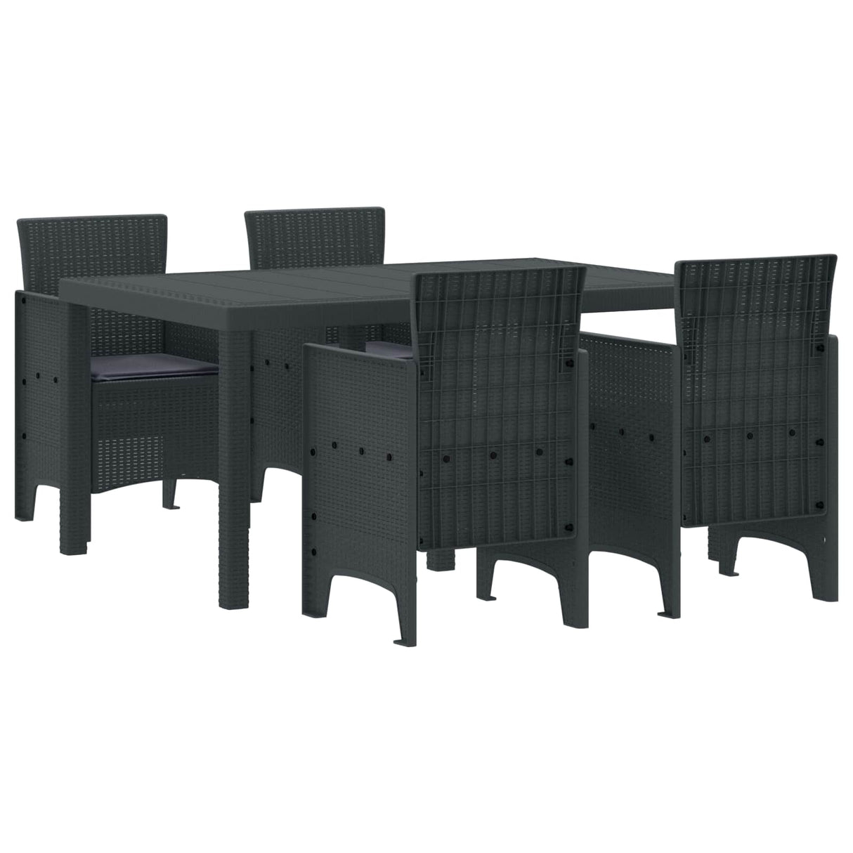 vidaXL Tuin Eettafel Set 7 pcs Antraciet Polt riet