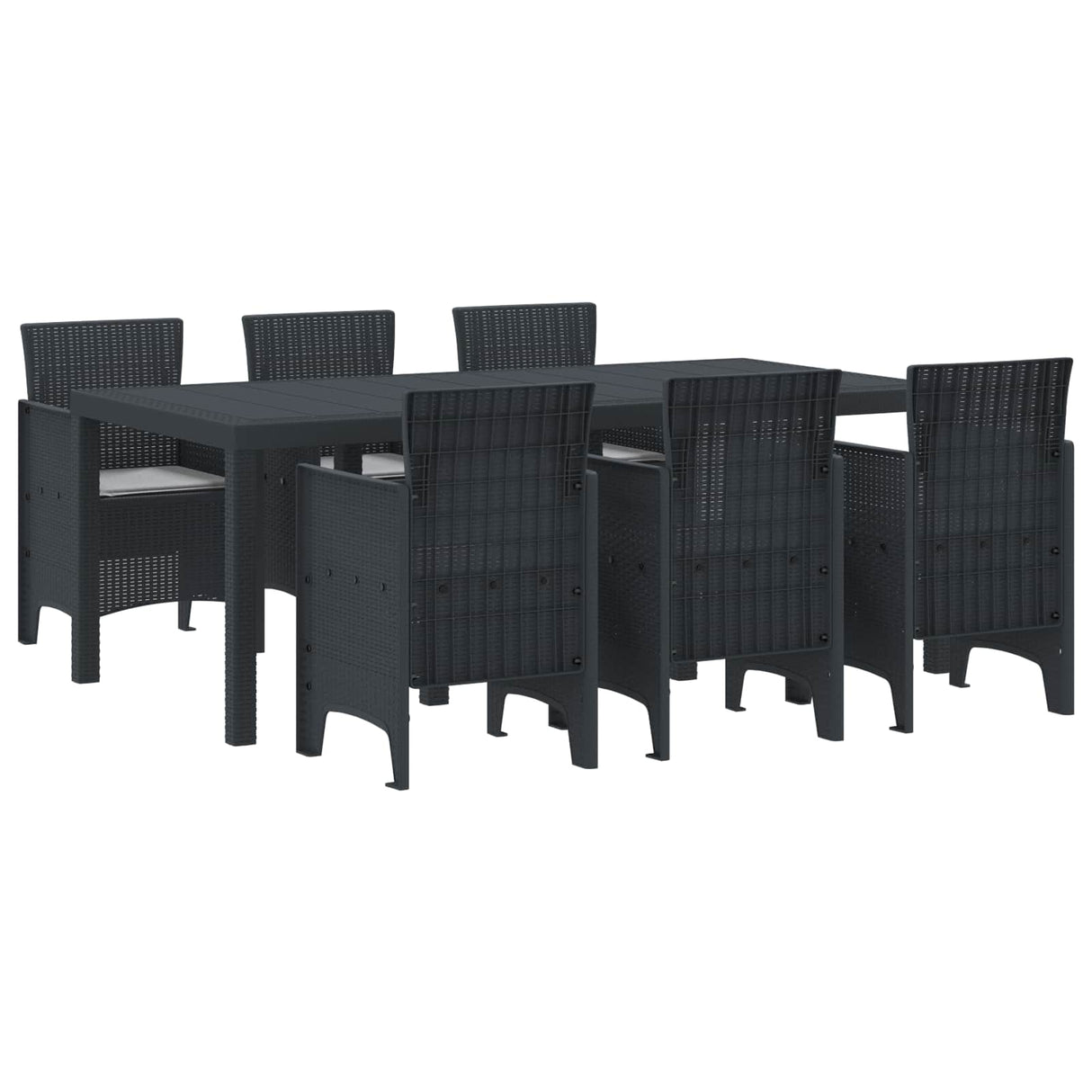 vidaXL Tuin Eettafel Set 9 pcs Antraciet Polypropyleen