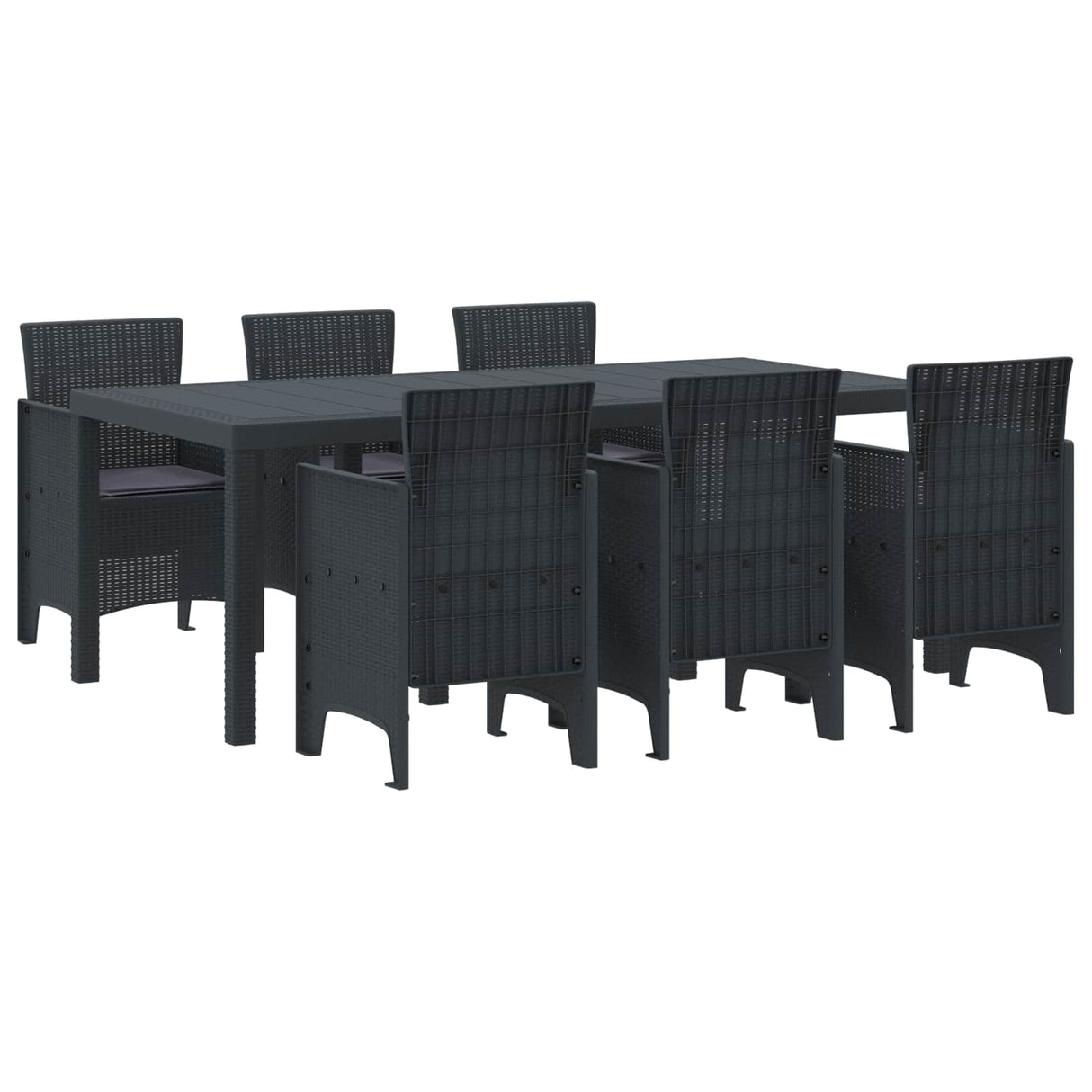 vidaXL Tuin Eettafel Set 9 pcs Antraciet Polypropyleen