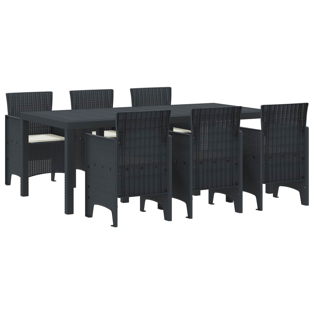 vidaXL Tuin Eettafel Set 9 pcs Antraciet Polypropyleen