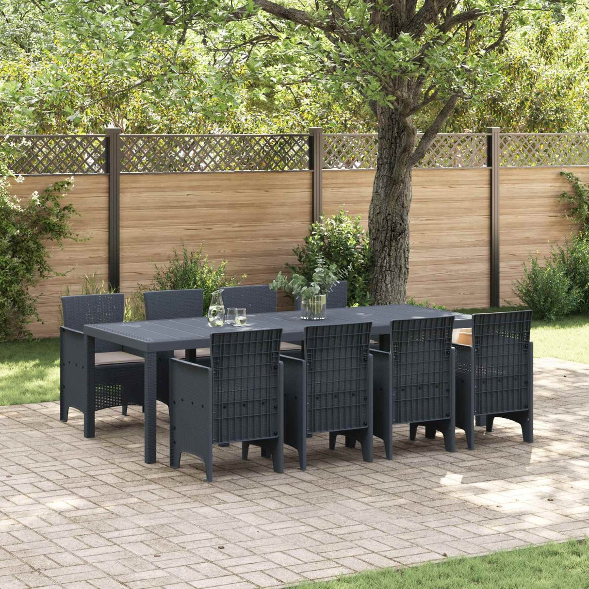 vidaXL Tuin Eettafel Set 11 pcs Antraciet Polypropyleen