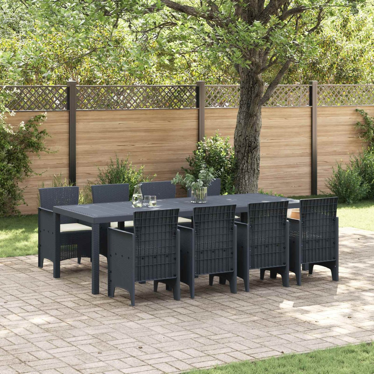vidaXL Tuin Eettafel Set 11 pcs Antraciet Polypropyleen