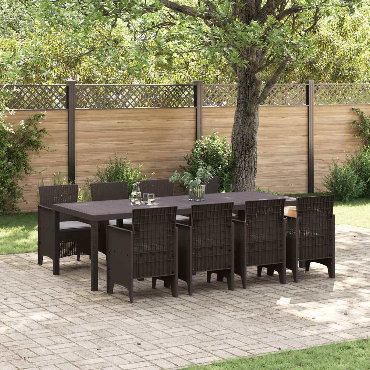 vidaXL Tuin Eettafel Set 11 pcs Antraciet Polypropyleen