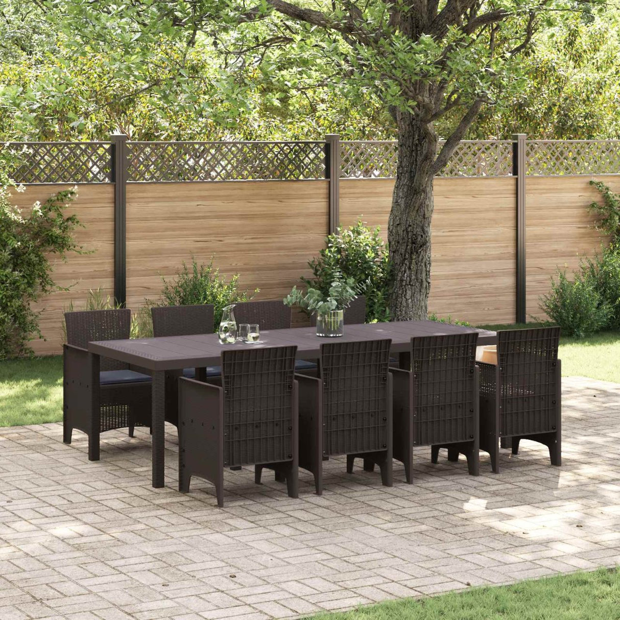 vidaXL Tuin Eettafel Set 11 pcs Antraciet Polypropyleen